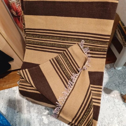 Handwoven wool blanket, 90x230 cm, ideal as sofa throw or small rug