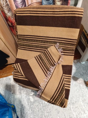 Handwoven wool blanket, 90x230 cm, ideal as sofa throw or small rug