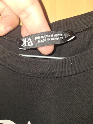 Zara blouse with logo like new, black, size M