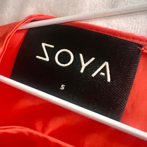 Satin dress orange like new, size S, Zoya