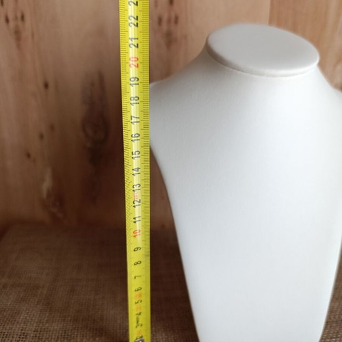 Jewelry display stand leather with white wood for necklace like new