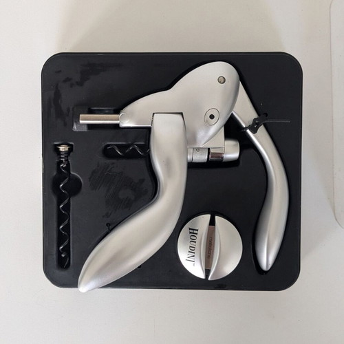 Houdini Lever Corkscrew Set with Foil Cutter and Spare Spiral, New