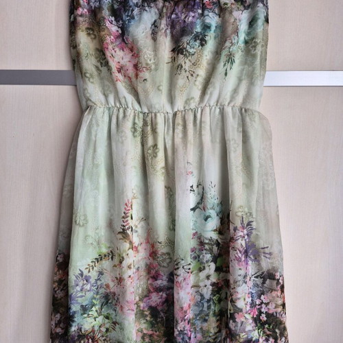 Zara strapless dress with floral print, like new, size M