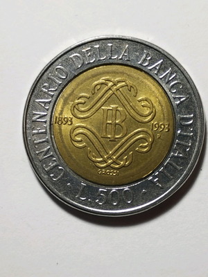 500 Lire 1993 Ιταλικό διμεταλλικό επετειακό νόμισμα σαν καινούργιο