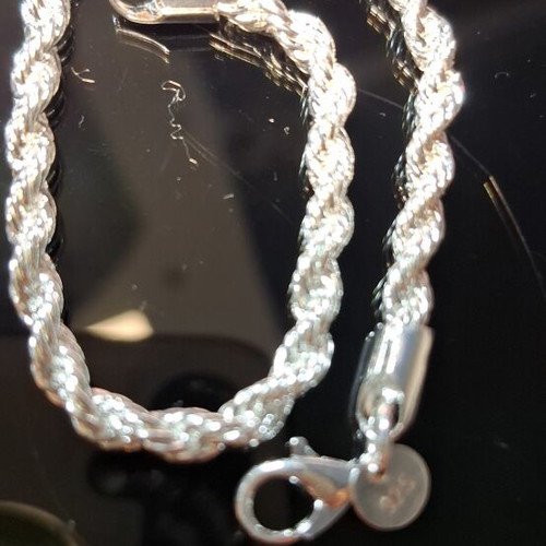 Silver 925 bracelet with twisted rope design and lobster clasp, new