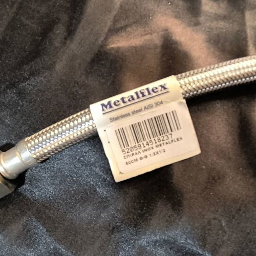 Metalflex Water Spiral Hose 50cm Stainless Steel, New, 2 Pieces