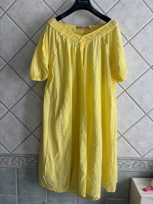 Rabens Saloner yellow cotton oversized dress tunic, S