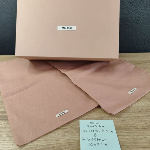 Miu Miu 2x Dustbag and Empty Shoe Box used, protection storage cases