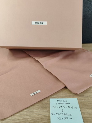 Miu Miu 2x Dustbag and Empty Shoe Box used, protection storage cases