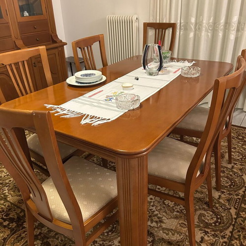 Wooden dining set for 6 people