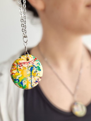 LGBTQ Necklace handmade colorful pendant with stainless steel chain