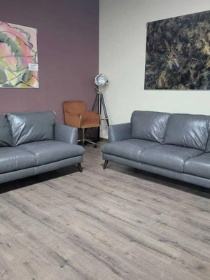 Gray leather sofa set three-seater and two-seater new
