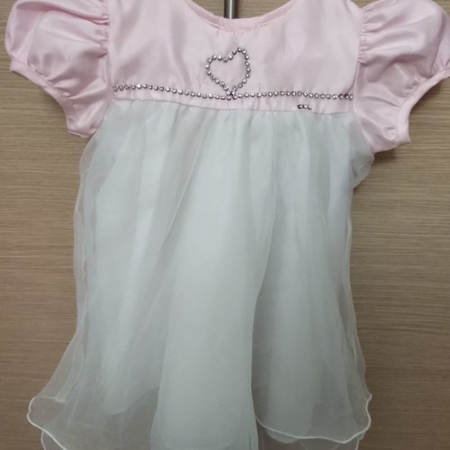 Baptism dress used white-pink with rhinestones for 9 months old