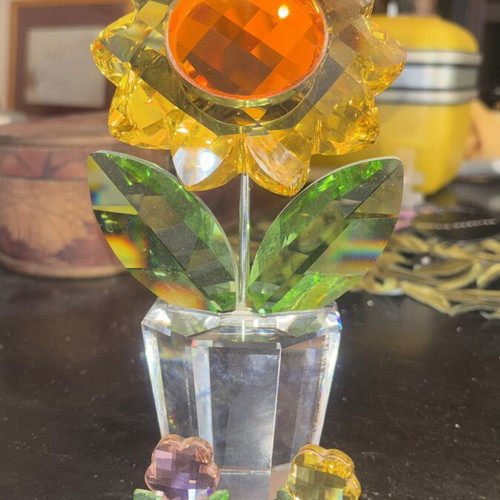 Swarovski Vintage Sunflower Crystal Figurine like new, large size 21 cm