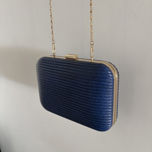 Veta Blue Women's Clutch like new with gold detail