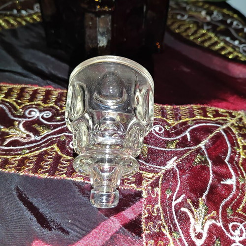 Vintage Collectible Decanter Cathedral Design Amber Glass like new