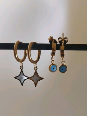 Earrings mataki-star gold, stainless steel, new