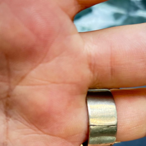 Large handmade square ring in two shades, size 5