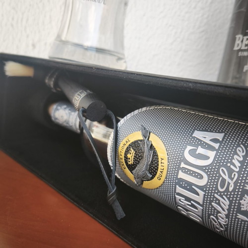 Premium empty vodka bottles set Belvedere 10 Beluga Gold Line Smogóry Forest Kauffman