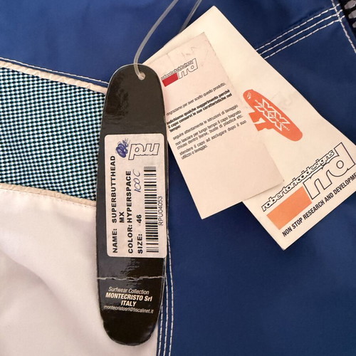 RRD men's long swim shorts size S new, white and blue