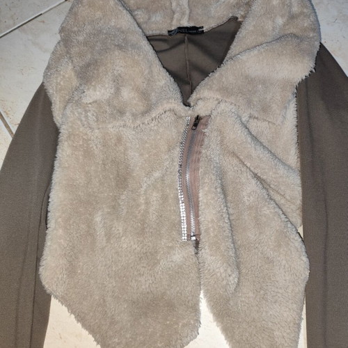 Jacket with fur and rhinestones on zipper, size small, like new