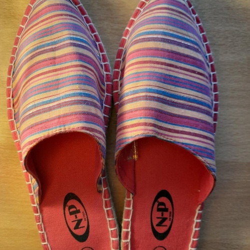 Women's striped multicolor espadrille mules new, size 37