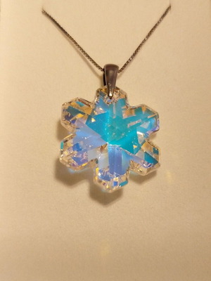 Swarovski snowflake necklace used, 925 silver, turquoise