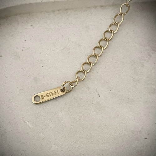 Necklace with small pearls, new, stainless steel, white and gold