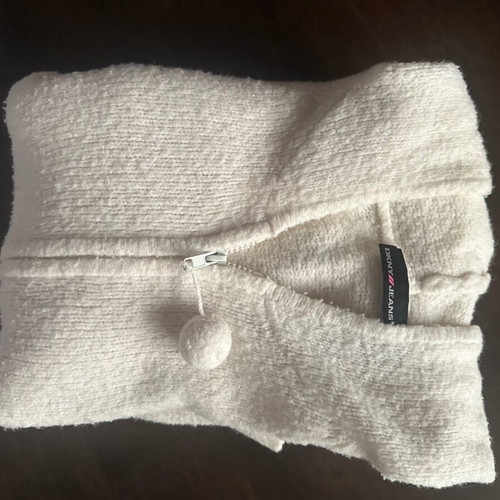DKNY Jeans women's white light knit cardigan L