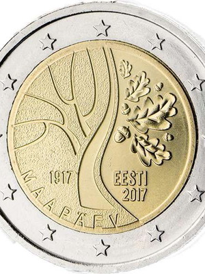 Естония 2 евро 2017 UNC независимост нова