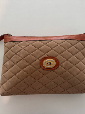 Suede bag quilted quality like new, beige and brown