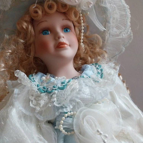 Vintage doll like new with organza and lace dress