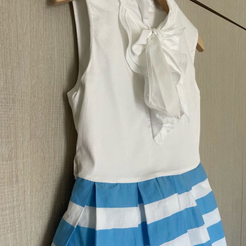 Lapin House girls dress like new, white and blue, ages 8-10