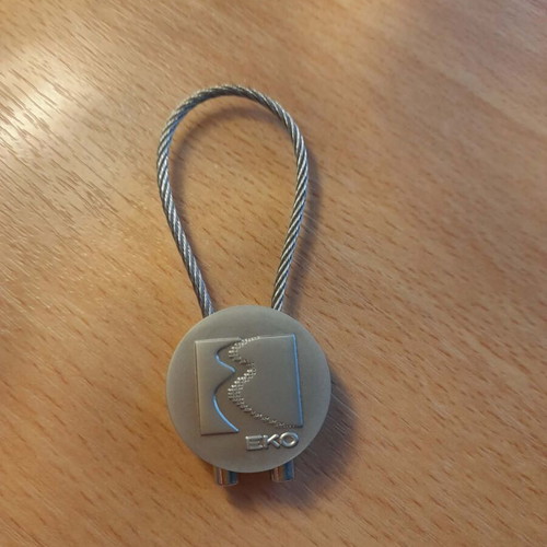 Collectible metal EKO keychain with steel wire cable new