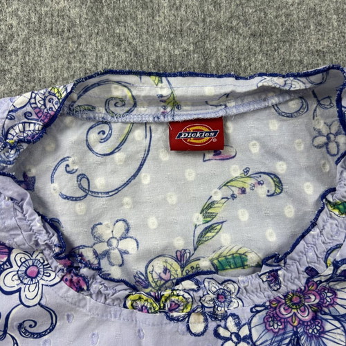 Dickies floral nurse blouse women's small used, multicolor