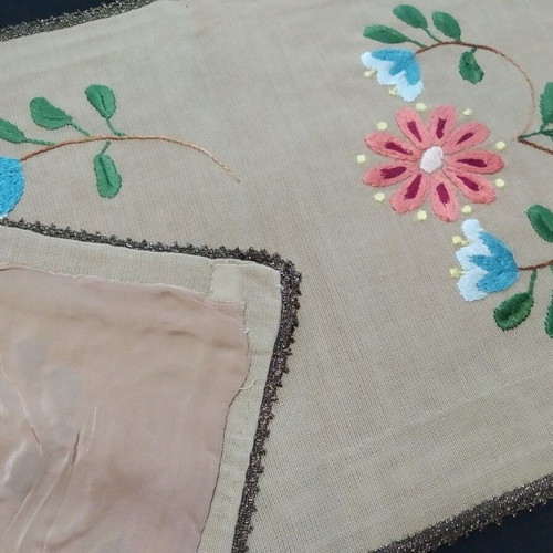 Handmade embroidered runner like new with lining
