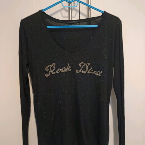 Rock Diva Ikks thin sweater like new, black and silver, size S