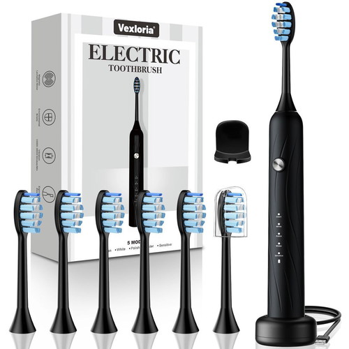 Vexloria Sonic Electric Toothbrush with 5 Modes, Timer, IPX7 Waterproof, USB