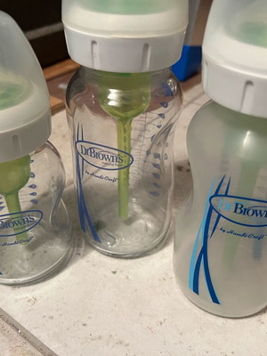 Dr Brown’s bottles used, 2 large and 1 small
