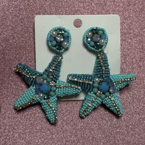 Starfish earrings like new, blue turquoise