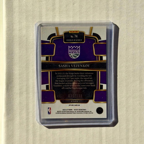 Panini Select Sasha Vezenkov Red Prizm Card 36/199 #74 RC Concourse Kings new