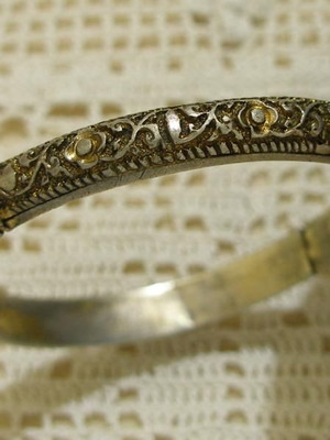Silver bracelet 19th century used, low-grade silver