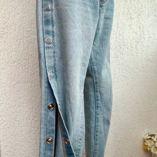 Sinsay Straight Jean like new, light blue with side buttons
