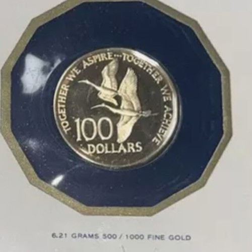 Gold coin Trinidad and Tobago 1976 100 dollars new