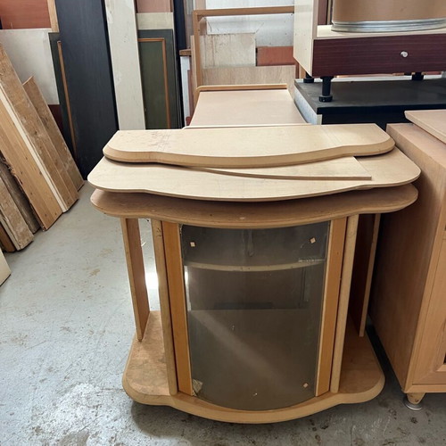 TV stand unfinished with glass dimensions 80x80x45