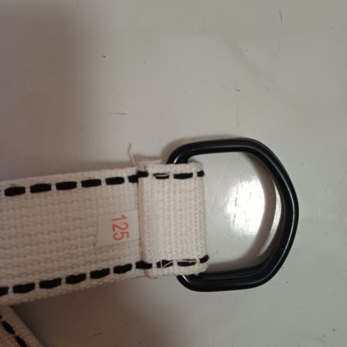 White men's belt 125cm without holes