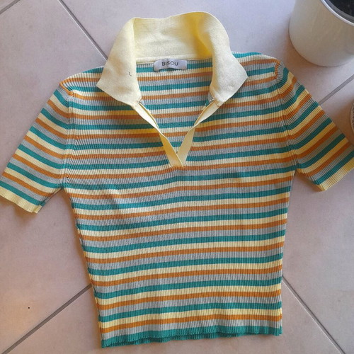 Knitted 60's style blouse new, multicolor, size S