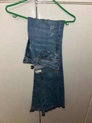 Jean denim pants like new, long flared, blue, size S