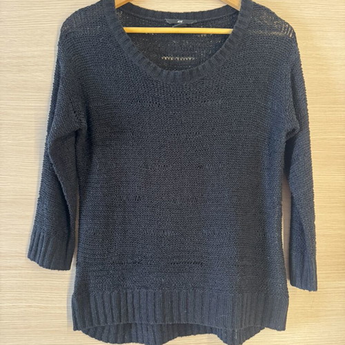 H&M black open-knit sweater, size S