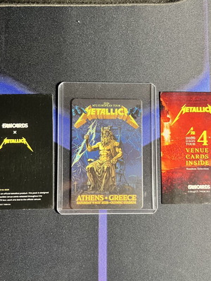 Metallica Athens 2026 σετ venue fan card με δύο cover cards, unpeeled